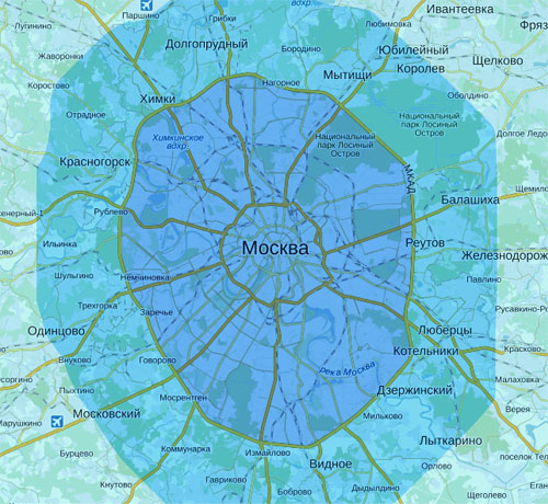 Карта доставки по Москве